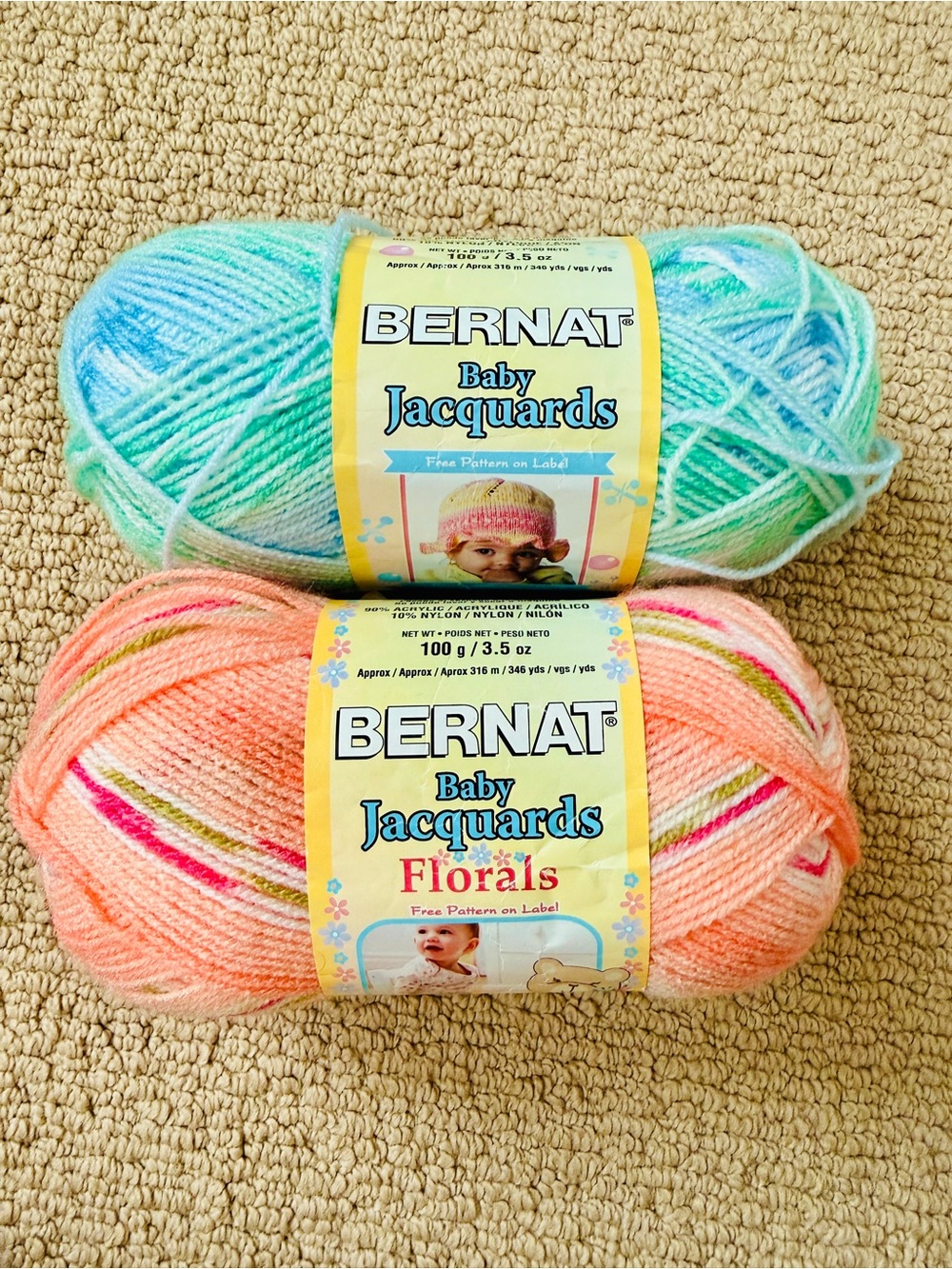 Baby Jacquards Floral & Pastel Yarn Duo - Peach and Aqua